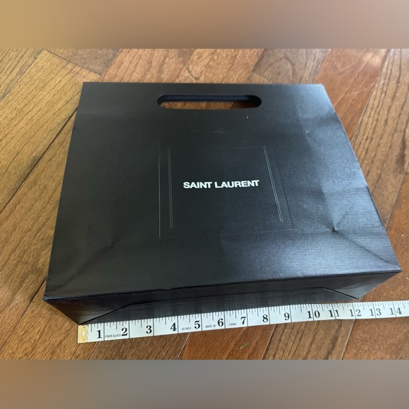 Saint Laurent Paper Gift Bag in black with white print. - Picture 5 of 7